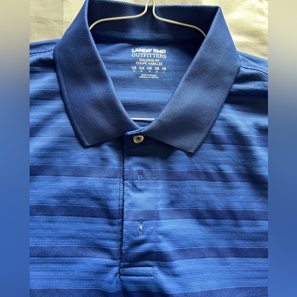 Lands End Outfitters Men’s Short Sleeve Polo Medium Blue